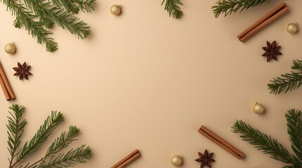 Minimalist Christmas Flat-Lay with Natural Elements