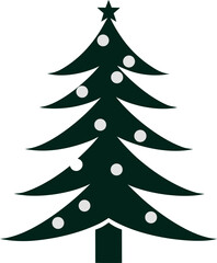 Stylized Christmas tree vector icon in minimal flat design. Perfect for seasonal posters, web UI, and holiday branding.