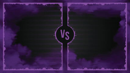 Trendy abstract versus event layout with purple smoke haze effect