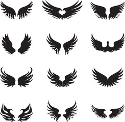 Wings set vector silhouette 