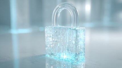 Crystal Lock Symbolizing Data Security and Protection in the Digital Age Concept of Network Security with Modern Technology Protecting Sensitive Information from Cyber Threats 