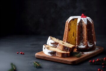 Weihnachtsbäckerei.Panettone und Pandoro.Italienische Weihnachtskuchen