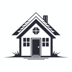 Minimalistic home icons displayed showcase diverse architectural styles with clear door representations in gray