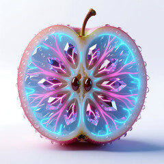 Futuristic Crystal Fruit Cross-Section.generative ai

Short Description: Invented sci-fi fruit with glowing fibers and crystalline seeds, hyper-realistic and isolated on white.