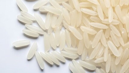 Pile of uncooked basmati rice grains ready for a delicious meal, showcasing healthy eating and natural ingredients, ideal for culinary projects and food blogs