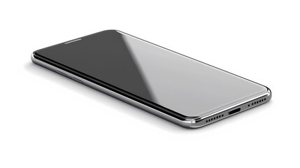 Sleek smartphone with reflective screen on minimalistic background