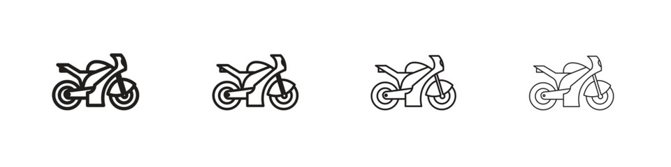 Fototapeta premium Motorcycle icons vector logo illustration simple design. Web UI design.