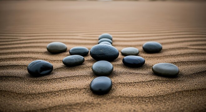 Zen with smooth stones in sand for meditation concept - Powered by Adobe