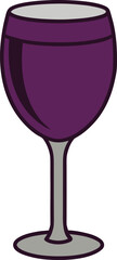 Purple wine glass vector graphic with gray stem and base drink beverage vector illustration EPS file download.
