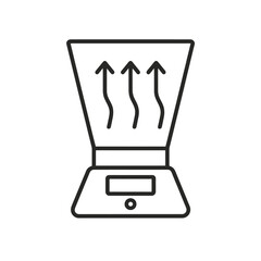 Fine line airflow capture hood icon symbolizing ventilation measurement and HVAC diagnostics, ideal for building inspection visuals, energy efficiency tools and indoor air testing systems
