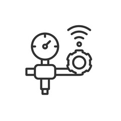 Fine line gas flow controller icon symbolizing regulated welding performance and industrial precision, ideal for manufacturing visuals, safety systems and engineering tools