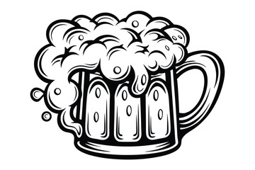 stein with rich overflowing foam showcases monochrome vintage beer party enjoyment
