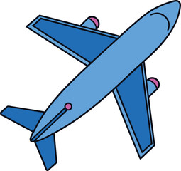 Blue airplane vector simple silhouette with pink accents aircraft transport vector illustration EPS file download.
