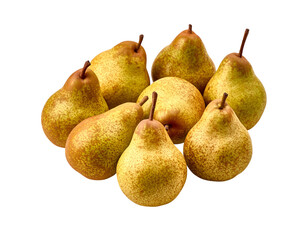 Group of fresh ripe pears, a healthy and delicious fruit, isolated on transparent background