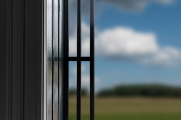 A fragment of an entrance door with a built-in double-glazed window