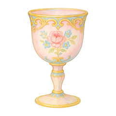 PNG Elegant floral vintage goblet illustration.