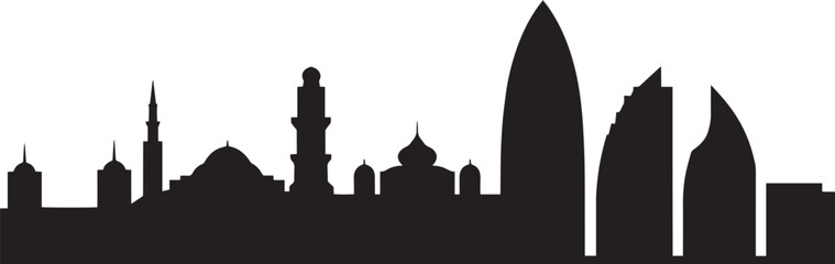 Ashgabat city skyline silhouette vector illustration representing Turkmenistan capital on transparent background
