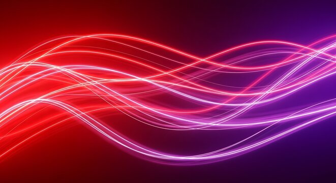 Dynamic glowing lines red purple gradient abstract background art - Powered by Adobe