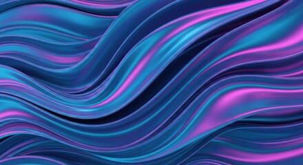 A mesmerizing display of iridescent waves in shades of blue and pink, creating a captivating and fluid abstract background design