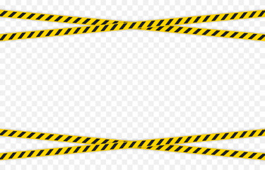 Yellow caution tape with black stripes. Caution tape PNG. Caution tape for marking hazardous areas on a transparent background.
