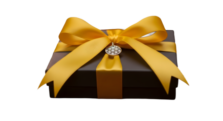 blue present box PNG, golden ribbon gift, luxury gift box on white PNG high quality image.