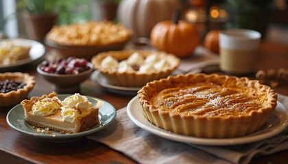 Assorted Pies and Tarts with Pumpkins