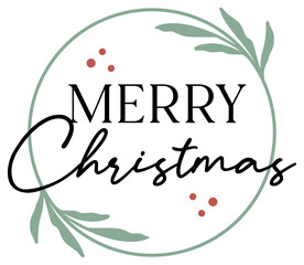 Merry Christmas | Happy Holidays | Festive Botanical Art | Vector Xmas Design