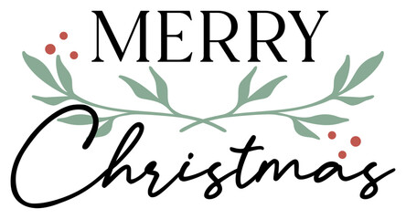 Merry Christmas | Happy Holidays | Festive Botanical Art | Vector Xmas Design