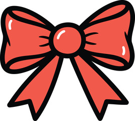 Hand drawn red bow illustration for holiday decoration and design