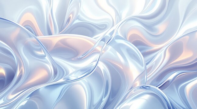 Elegant abstract background featuring smooth iridescent waves with a metallic sheen and flowing curves - Powered by Adobe