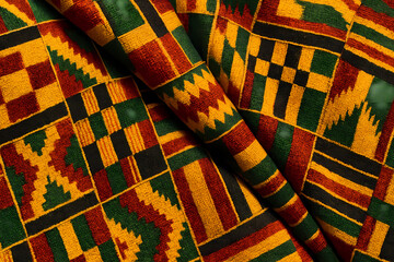Close-up of kente fabric, traditional Kwanzaa clothing
