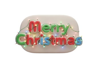 3D Merry Christmas greeting with festive glowing lights