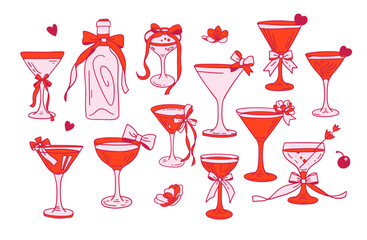 set of different drinks