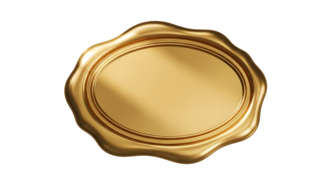 Shiny Golden Wax Seal Stamp Emblem for Branding and Official Documentation
