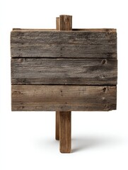 close up of an empty wooden sign on white background with clipping path no logos no brands ar 34