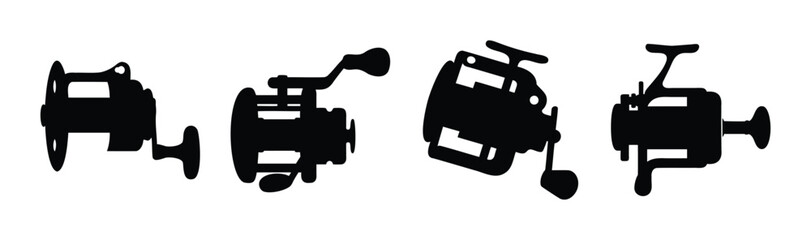 Classic fishing reel silhouettes for anglers and hobbyists