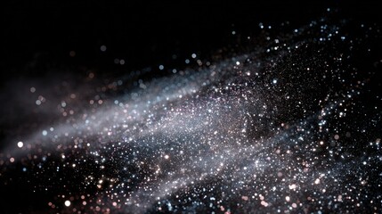Abstract illustration of shining particles on a dark background for design