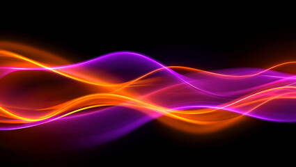 Abstract glowing lines of orange and purple color on a black background