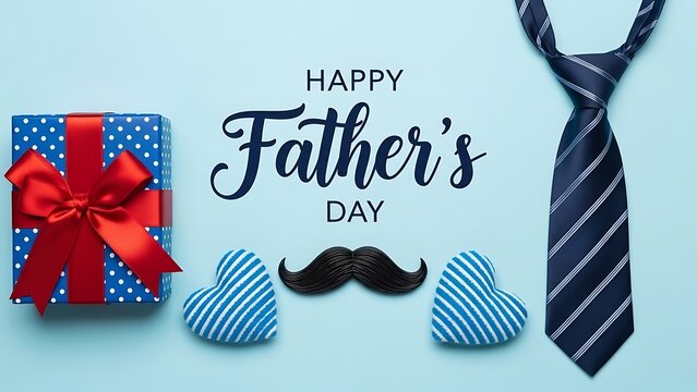 Happy father s day celebration with gifts and tie