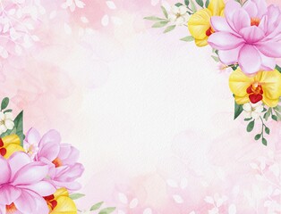 Watercolor Painting of Flowers Ornament Background