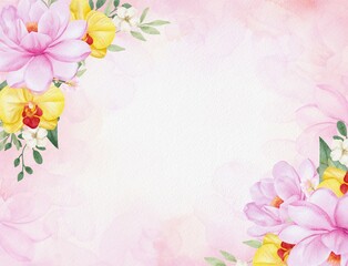 Pink and Yellow Flowers Arrangement Background