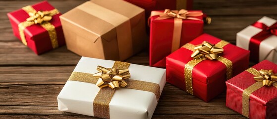 A vibrant assortment of wrapped gifts in various colors and patterns, ready for a joyful occasion filled with surprises