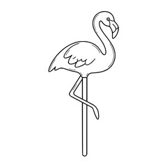 Minimalist Flamingo Outline Icon for Tropical Logo Design