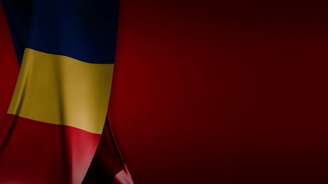 Flag of Romania curtain banner subtle wave seamless loop high resolution 4K red background