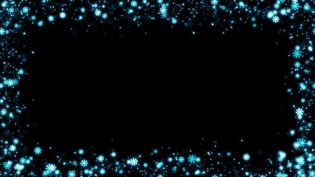 回転する花びらのフレーム ループ背景 水色 アルファチャンネル