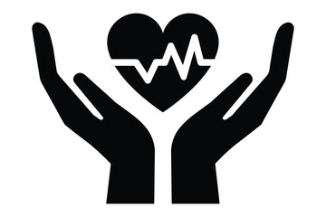 Hands holding heart health symbol wellbeing life support
