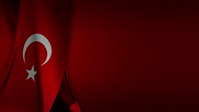 Flag of Turkey curtain banner subtle wave seamless loop high resolution 4K red background
