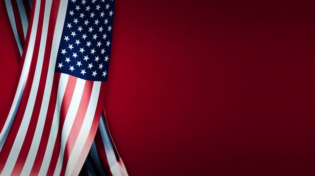 Flag of United States of America curtain banner subtle wave seamless loop high resolution 4K red background