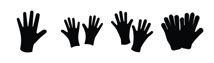 Collection of stylized black hand silhouettes on white backdrop