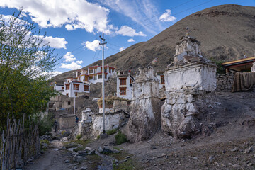 Rumbak, India - September 14, 2024: View of Rumbak village in Hemis National Park in Ladakh district